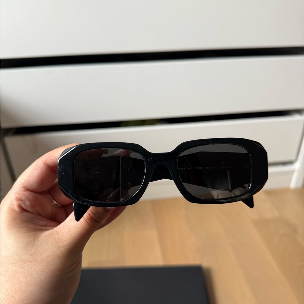 Prada Black Rectangular Slim Frame Sunglasses - image 1